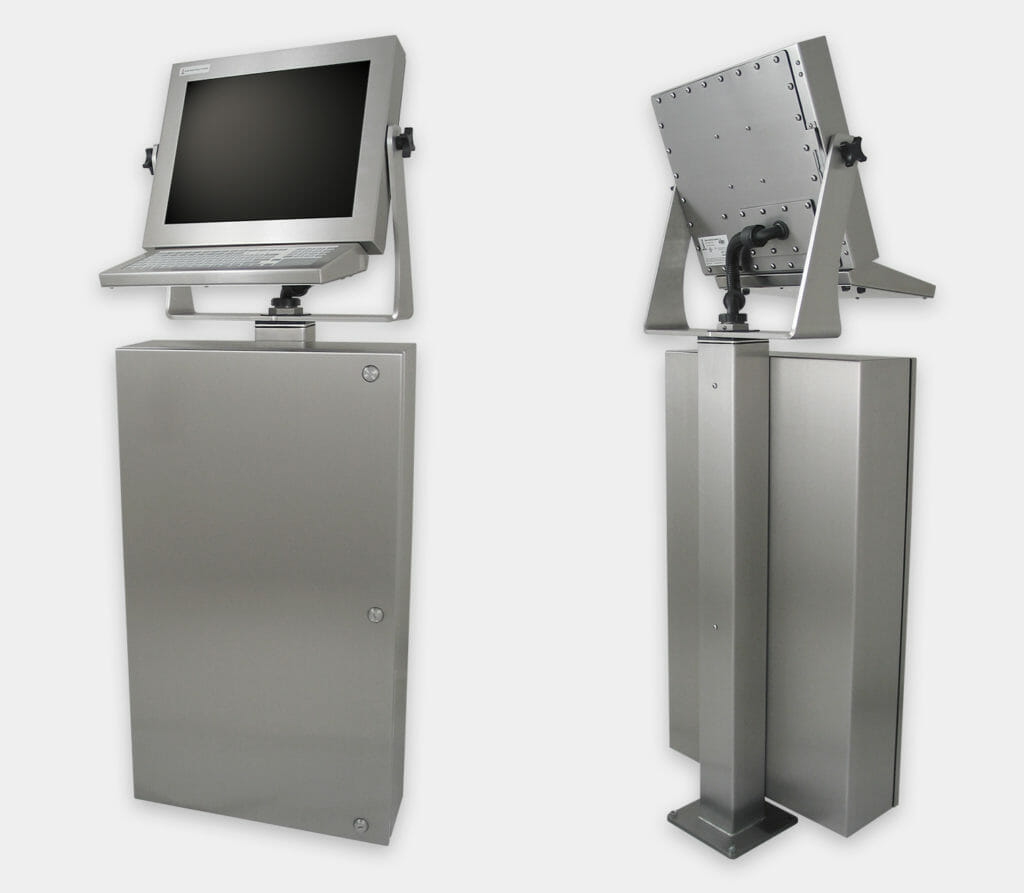 Industrial Enclosure for Commercial / Industrial PCs, front and rear view