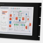 17" Rack Mount Industrial Monitors and IP20 Rugged Touch Screens, front and side views
