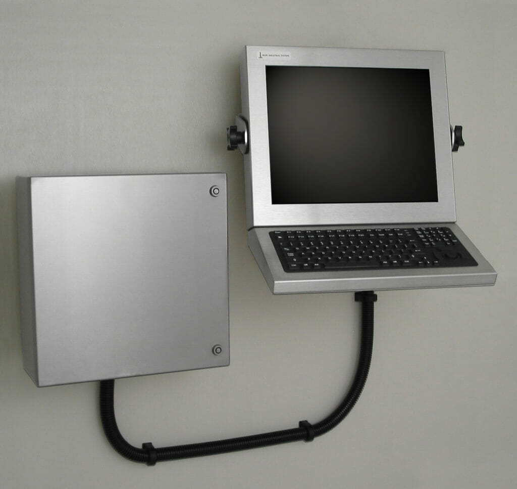 Wall Mounted Workstation with Industrial Enclosure for Thin Clients and Small PCs