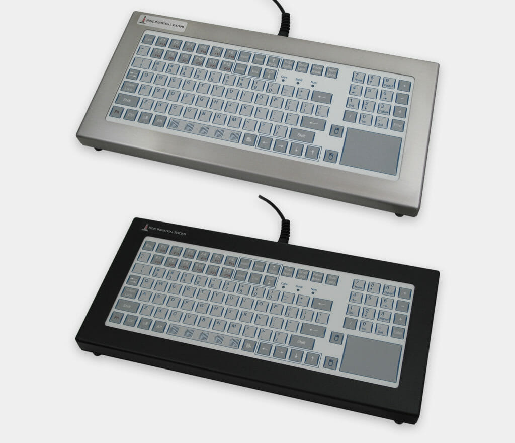 Industrial Short-Travel Benchtop Keyboards with Touchpad Pointing Device, IP65/IP66 Rated