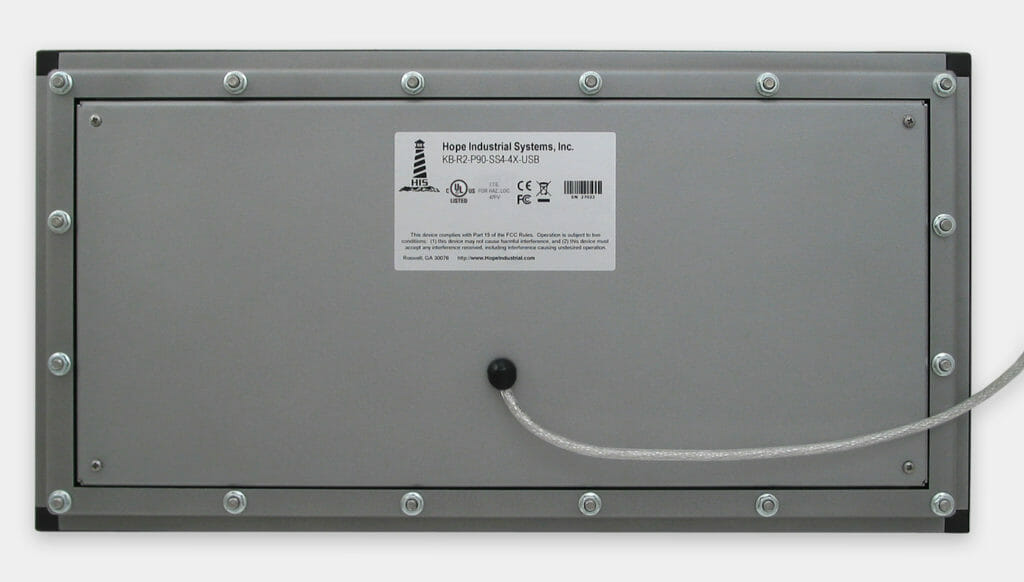 Industrial Panel Mount Keyboard Rear View