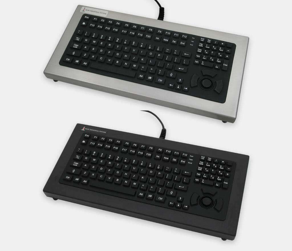 Industrial Full-Travel Benchtop Keyboards with Button Pointer, IP65/IP66 Rated