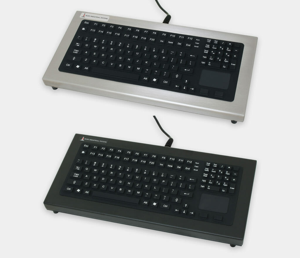 Industrial Full-Travel Benchtop Keyboards with Touchpad Pointing Device, IP65/IP66 Rated