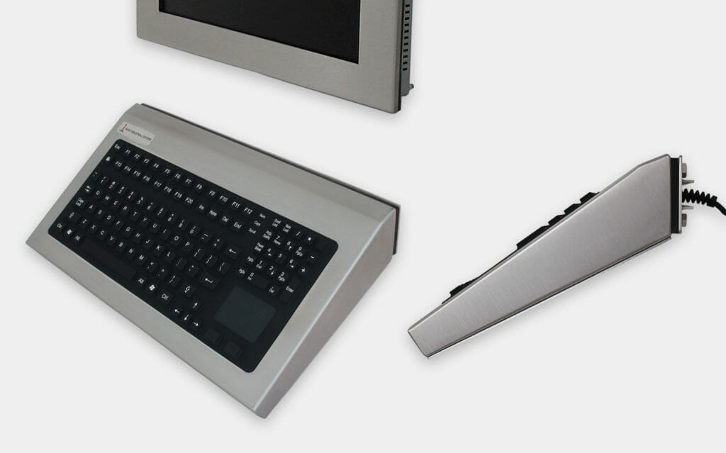 Fixed Wall Mount Industrial Keyboards with Pointing Device, 35 deg. Mount, IP65/IP66 Rated