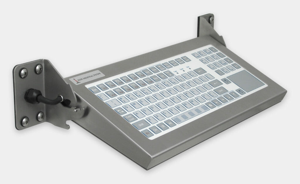 Folding Wall Mount Industrial Keyboards, Cable Gland close-up