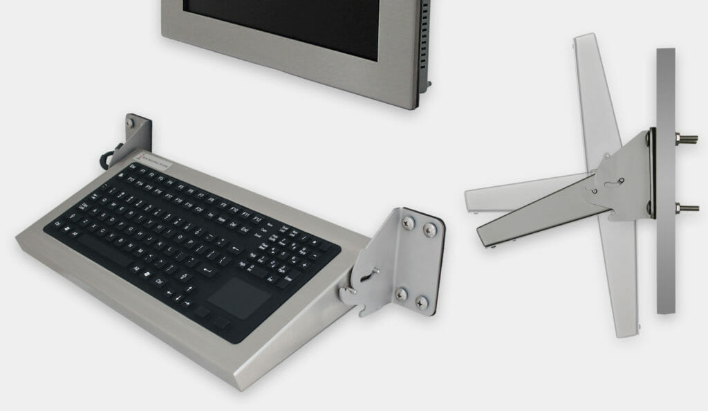 Folding Wall Mount Industrial Keyboards with Pointing Device, IP65/IP66 Rated