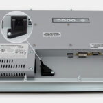 15" Panel Mount Industrial Monitors and IP65/IP66 Rugged Touch Screens, AC cable exit view
