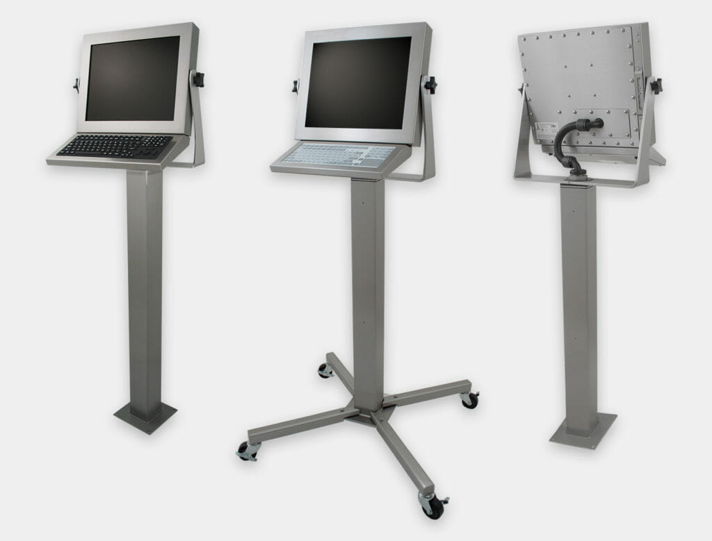 Heavy Industrial Pedestal Mount Options for Universal Mount Monitors and Touch Screens, IP65/IP66 Rated