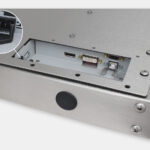 15" Universal Mount Industrial Monitors and IP65/IP66 Rugged Touch Screens, AC cable exit view