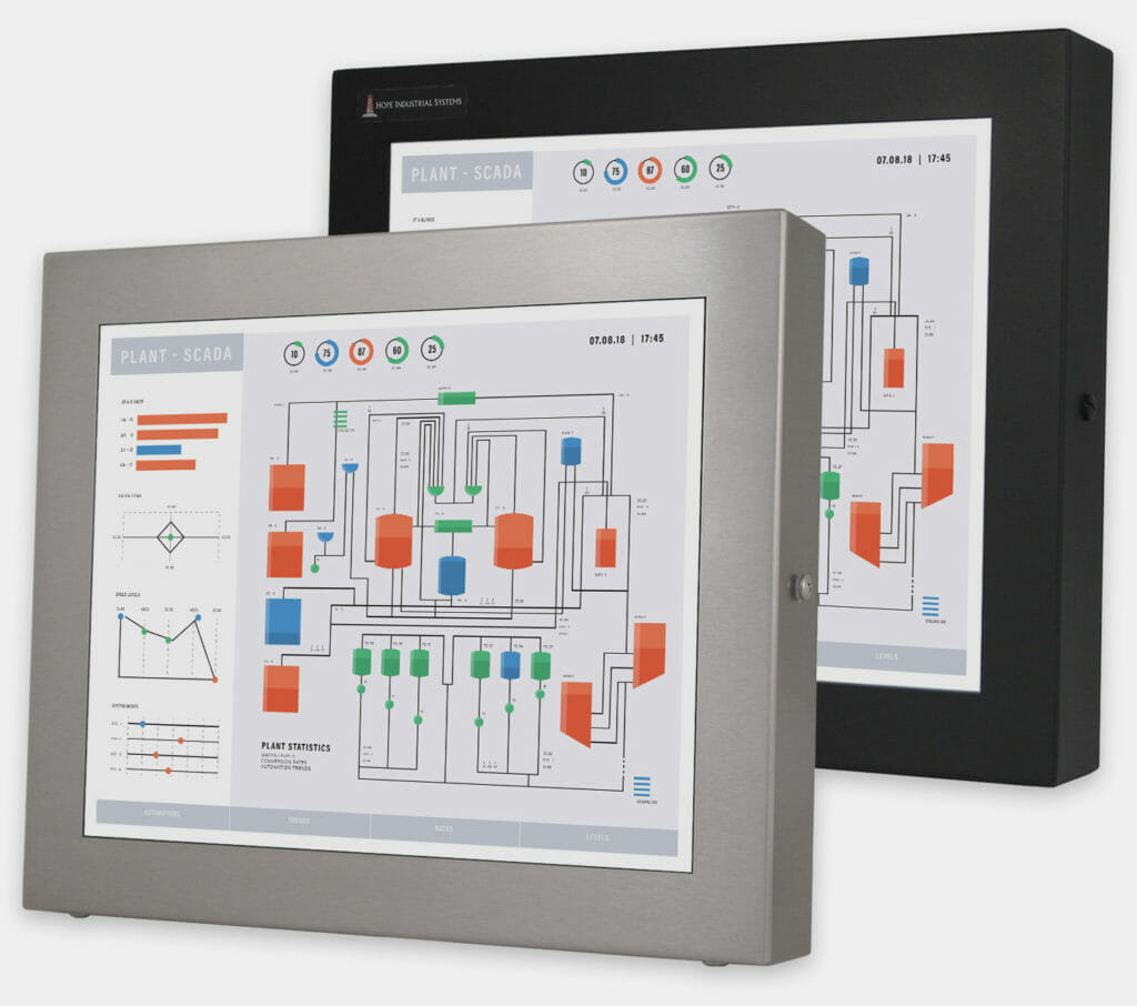 17" Universal Mount Industrial Monitors and IP65/IP66 Rugged Touch Screens, front view