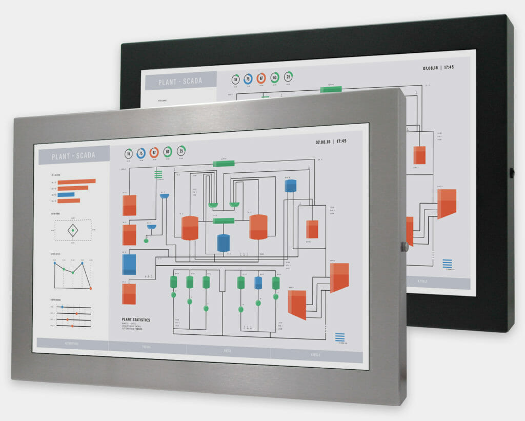 22" Widescreen Universal Mount Industrial Monitors and IP65/IP66 Rugged Touch Screens, front view
