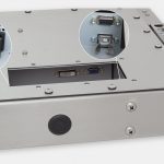 23" Widescreen Universal Mount Industrial Monitors and IP65/IP66 Rugged Touch Screens, AC cable exit view