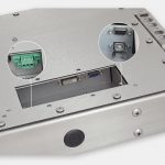 23" Widescreen Universal Mount Industrial Monitors and IP65/IP66 Rugged Touch Screens, DC cable exit view