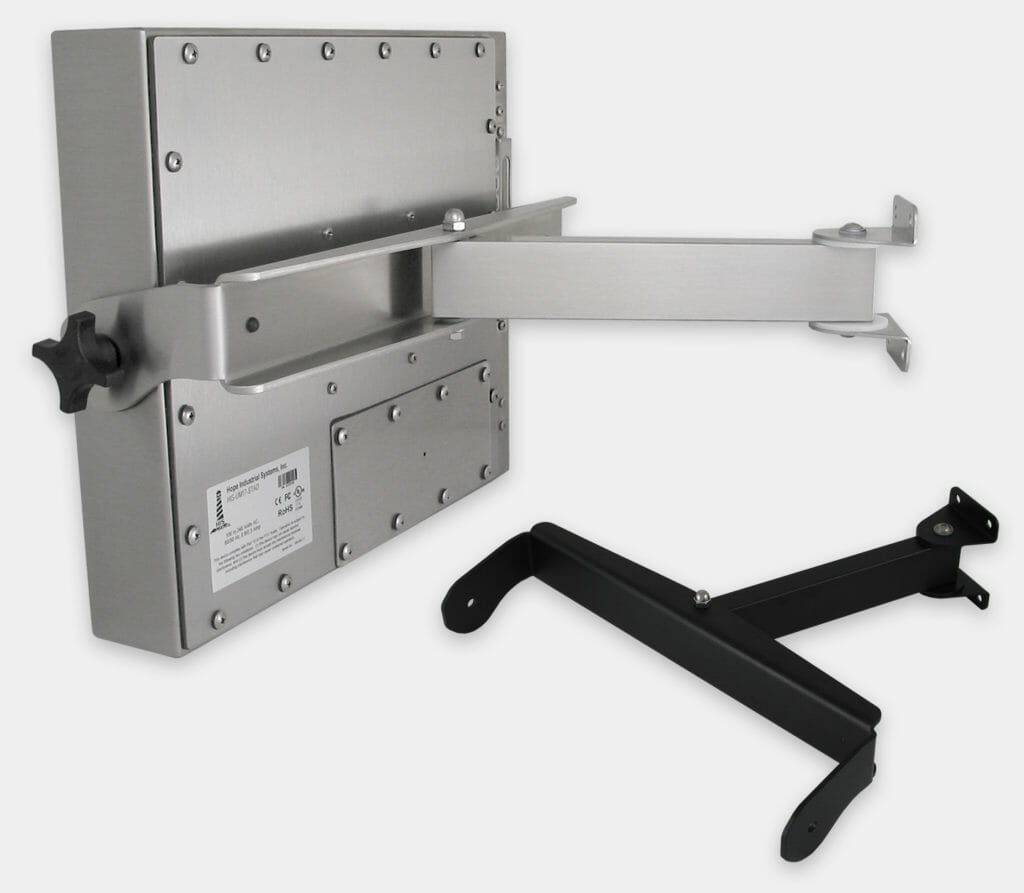 Heavy Industrial Wall Arm Mount Options for Universal Mount Monitors, Single Extension Arms