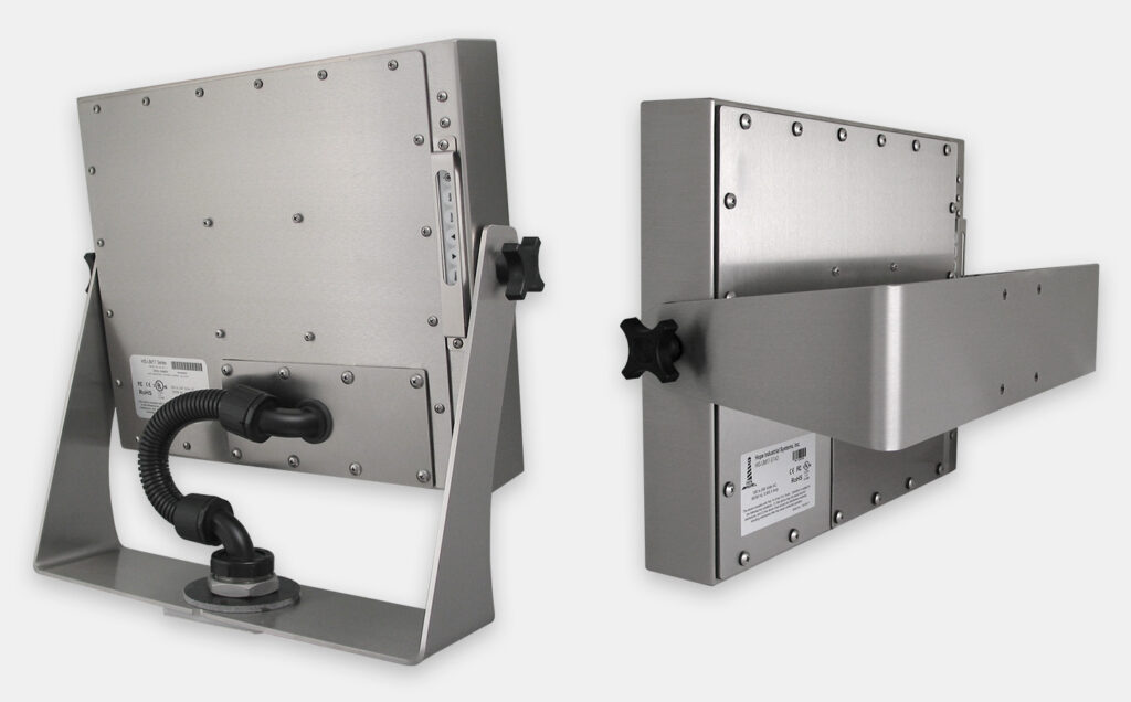 Heavy Industrial Yoke Mount Options for Universal Mount Monitors, IP65/IP66 Rated, Stainless Steel