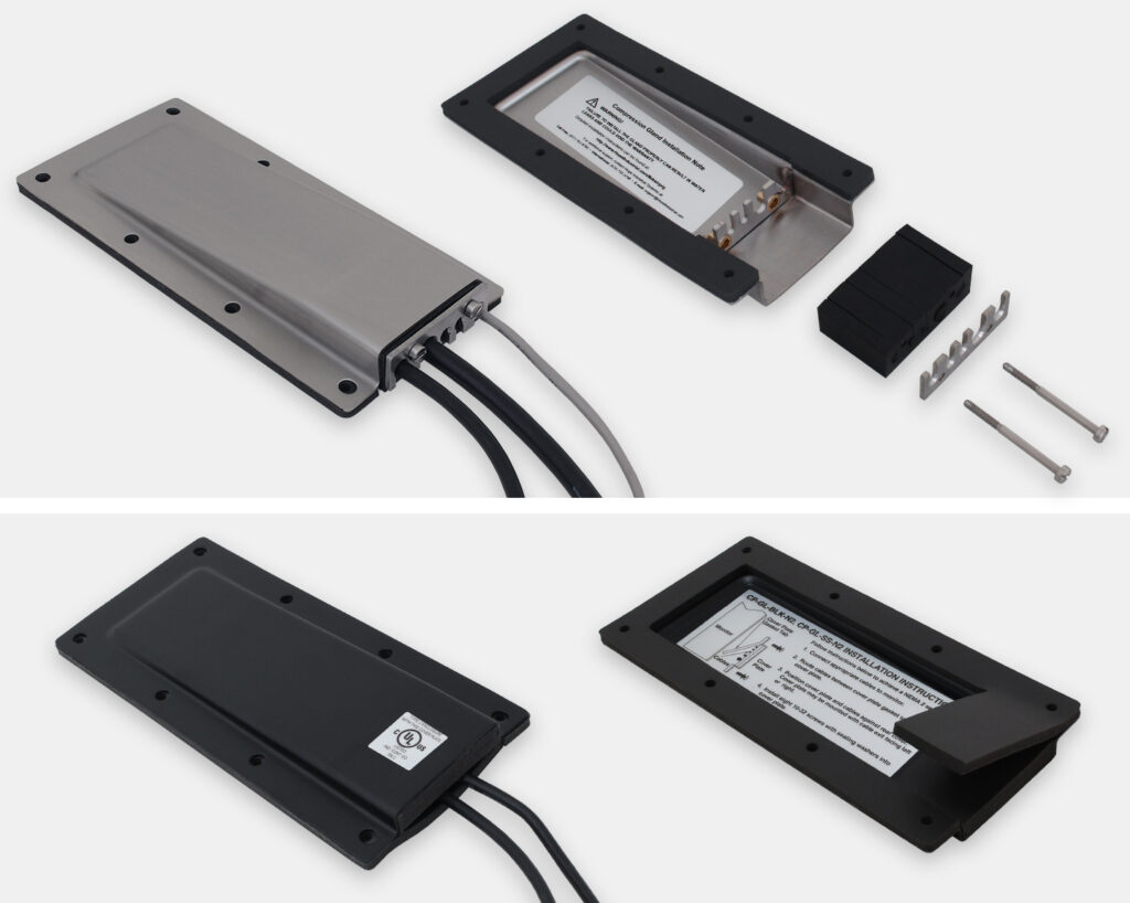 Compression Gland Cable Exit Plate Options - IP65/IP66 and IP22 configurations shown
