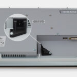 22" Widescreen Panel Mount Industrial Monitors and IP65/IP66 Rugged Touch Screens, AC cable exit view
