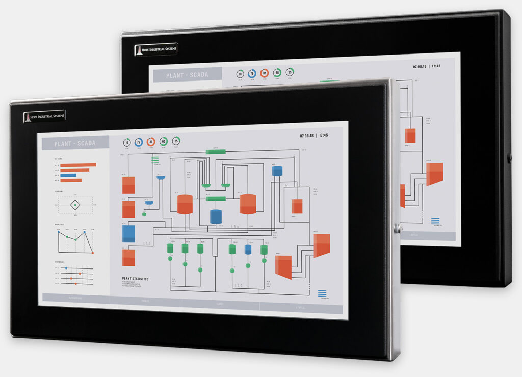 19.5" Widescreen Universal Mount Industrial Monitors and IP65/IP66 Rugged Touch Screens, front view